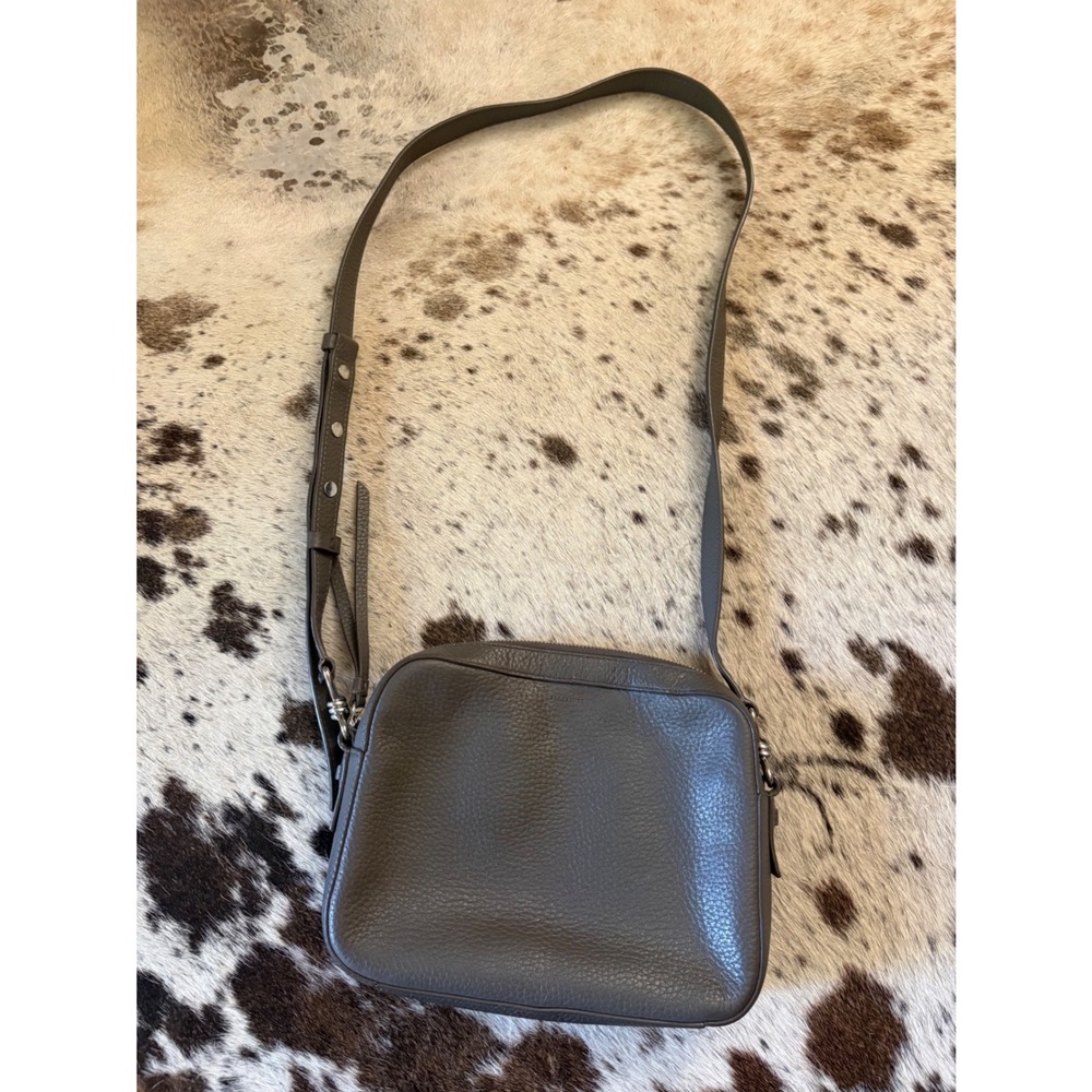 All Saints Captain Lea Leather Crossbody Bag In Gray